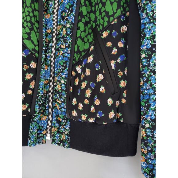 NEW Coach Framed Varsity Jacket Floral Multi Full Zip Black 100% Silk XS - Picture 7 of 11